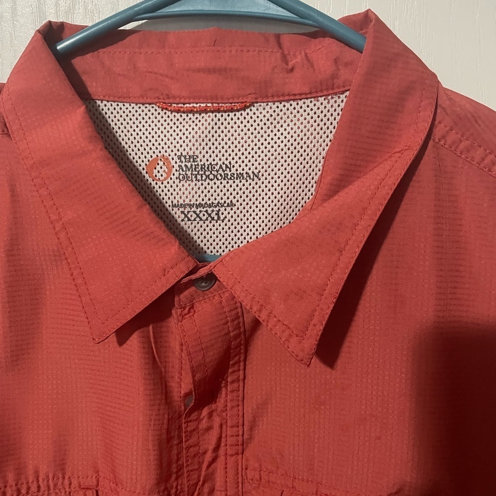 Mens Orange Casual Button Down Shirt - Picture 5 of 5